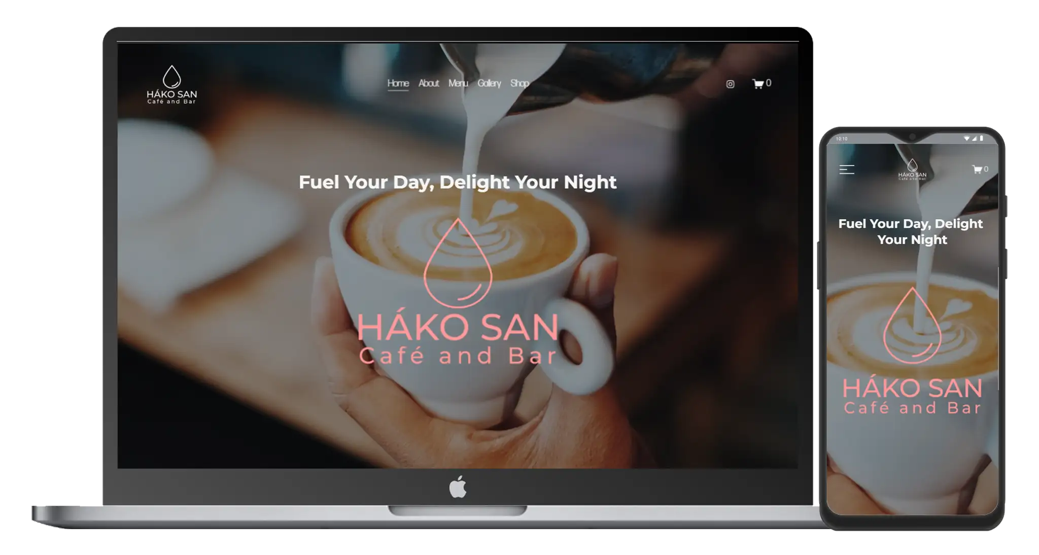 Háko San Cafe and Bar Website Live Screenshot